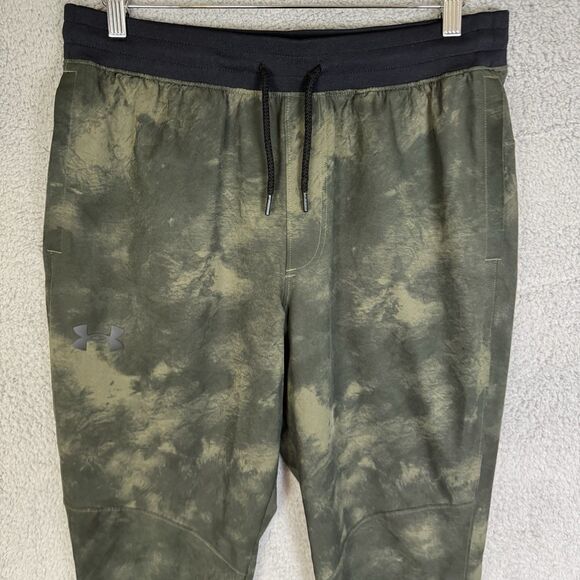 Under Armour Pants Mens L Green Tapered Leg Running Active Gym Stretch - Picture 2 of 11